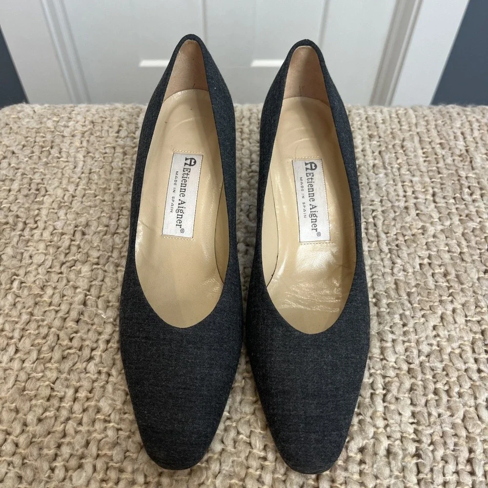 Etienne Aigner Women's‎ Gray Charcoal Taylor Shoes Pumps Block Heels Size 7.5 M